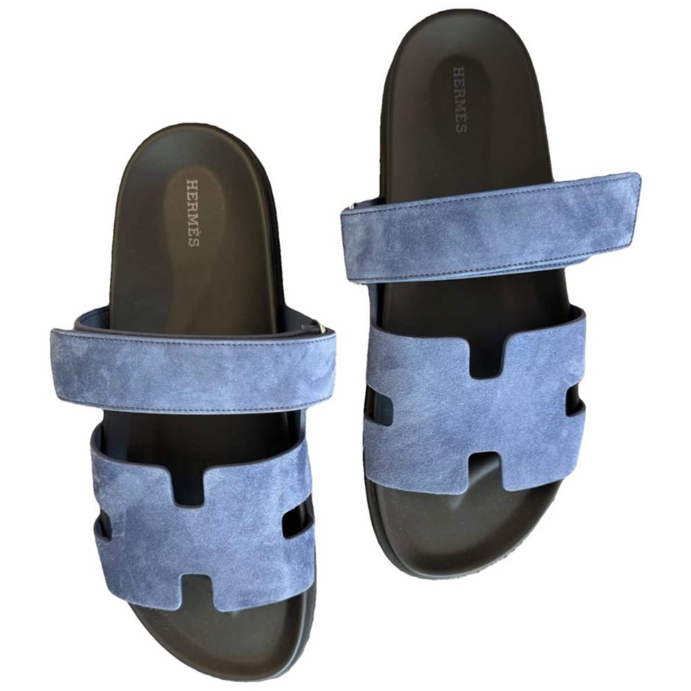 Hermes Mules Homme Chypre Chèvre Velours